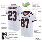 Custom White Black-Burgundy Mesh Authentic Football Jersey Custom White Black-Burgundy Mesh Authentic Football Jersey