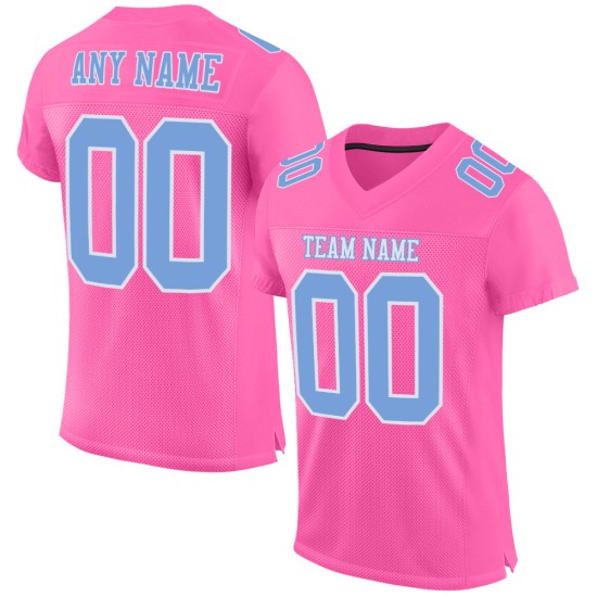 Custom Pink Light Blue-White Mesh Authentic Football Jersey Custom Pink Light Blue-White Mesh Authentic Football Jersey