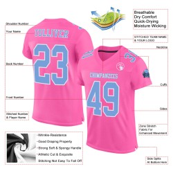Custom Pink Light Blue-White Mesh Authentic Football Jersey Custom Pink Light Blue-White Mesh Authentic Football Jersey