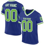 Custom Royal Neon Green-White Mesh Authentic Throwback Football Jersey Custom Royal Neon Green-White Mesh Authentic Throwback Football Jersey