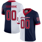 Custom Navy Red-White Mesh Split Fashion Football Jersey Custom Navy Red-White Mesh Split Fashion Football Jersey